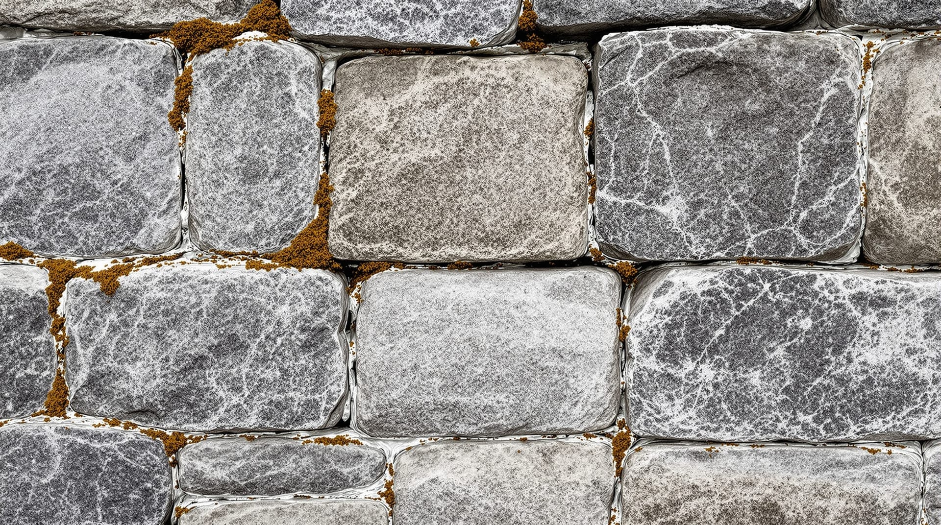 A dry-stone wall meeting cut and mortared masonry along a vertical join